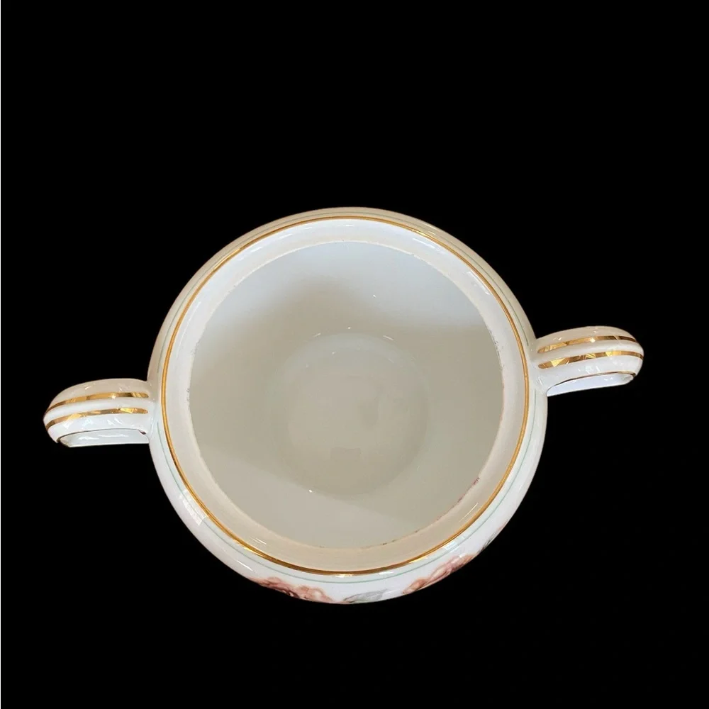 Vintage Narumi Kent China Trio Pattern Covered Sugar Bowl with Lid Gold Trim